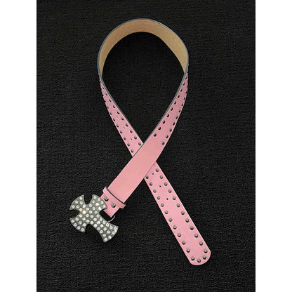 Men's Punk Style Cross Belt With Zinc Alloy Snap Buckle, Made Of Durable PU Leather