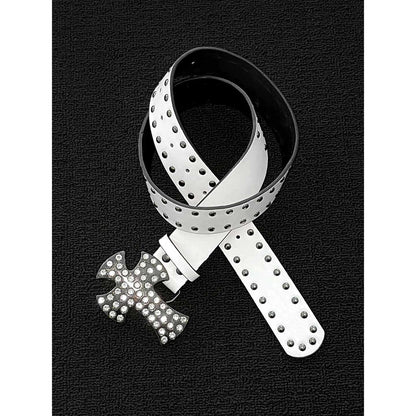 Men's Punk Style Cross Belt With Zinc Alloy Snap Buckle, Made Of Durable PU Leather