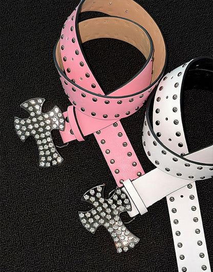 Men's Punk Style Cross Belt With Zinc Alloy Snap Buckle, Made Of Durable PU Leather