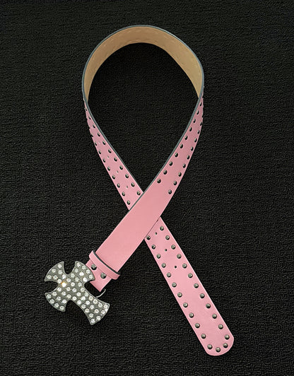 Men's Punk Style Cross Belt With Zinc Alloy Snap Buckle, Made Of Durable PU Leather