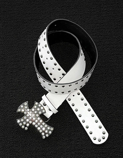 Men's Punk Style Cross Belt With Zinc Alloy Snap Buckle, Made Of Durable PU Leather