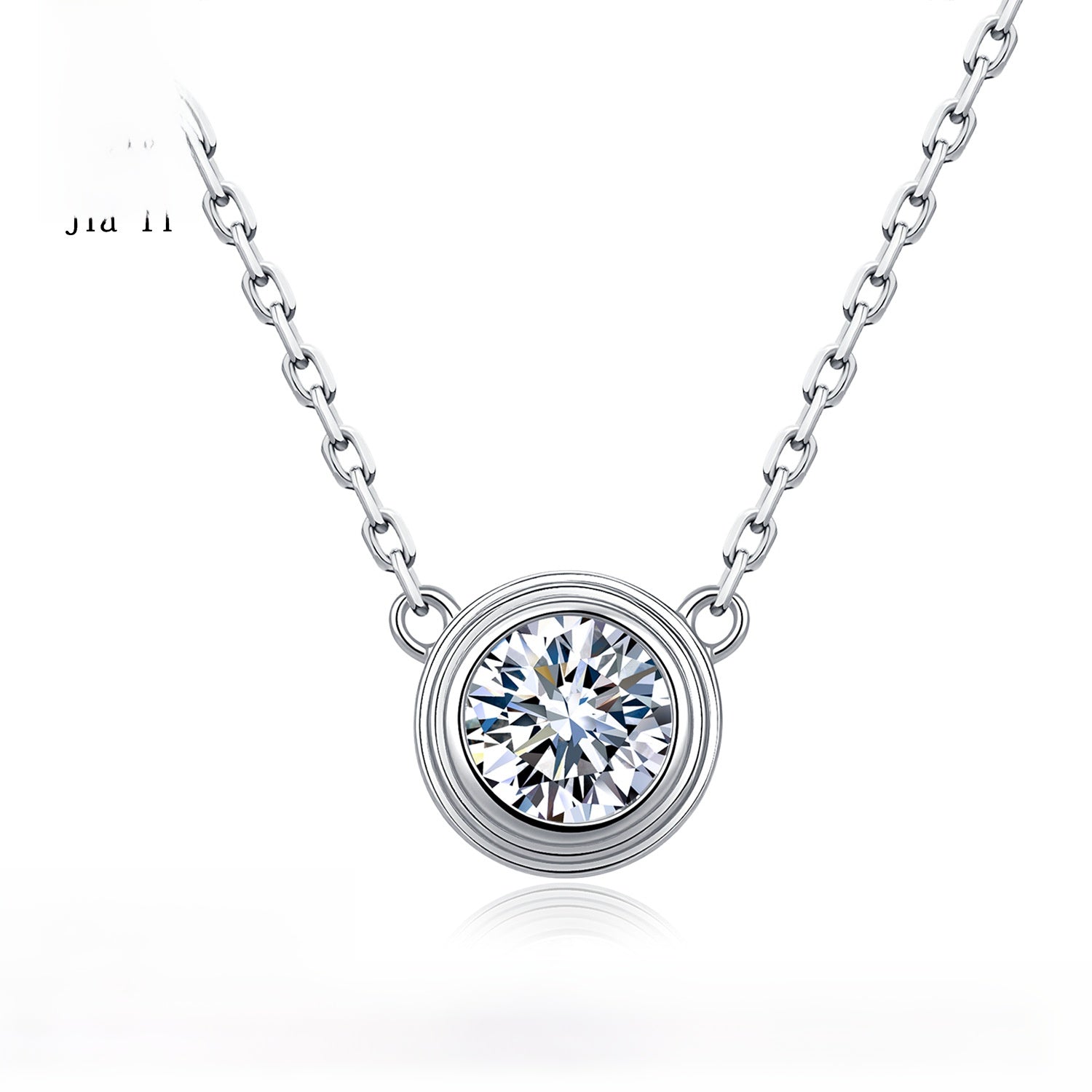 Hip-Hop Unisex Necklace With 0.5ct Round Brilliant Cut Moissanite In 925 Sterling Silver, GRA Certified