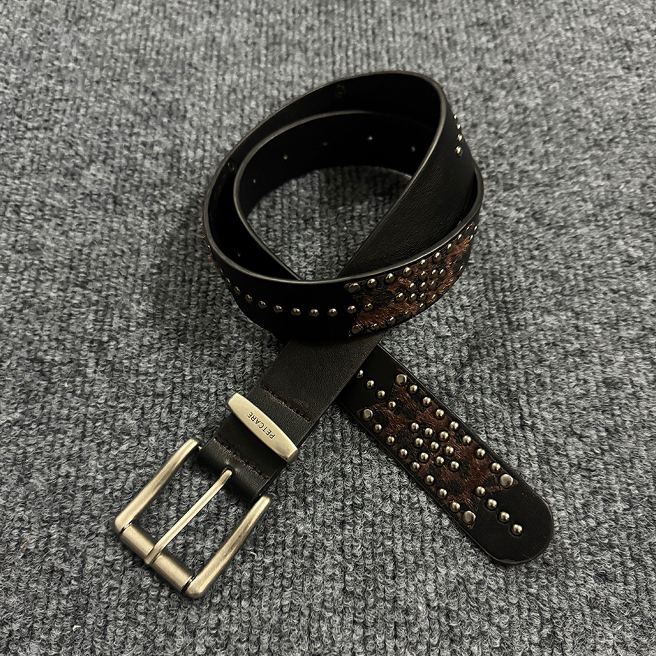 Women's Punk Fashion Belt With Zinc Alloy Pin Buckle, Brown PU Leather Strap