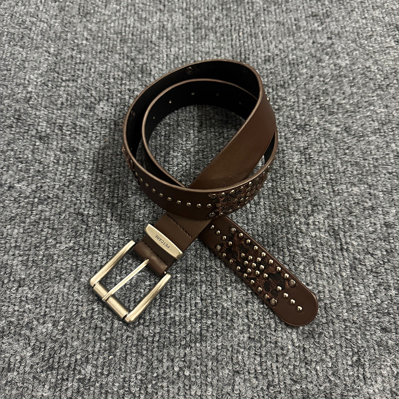Women's Punk Fashion Belt With Zinc Alloy Pin Buckle, Brown PU Leather Strap