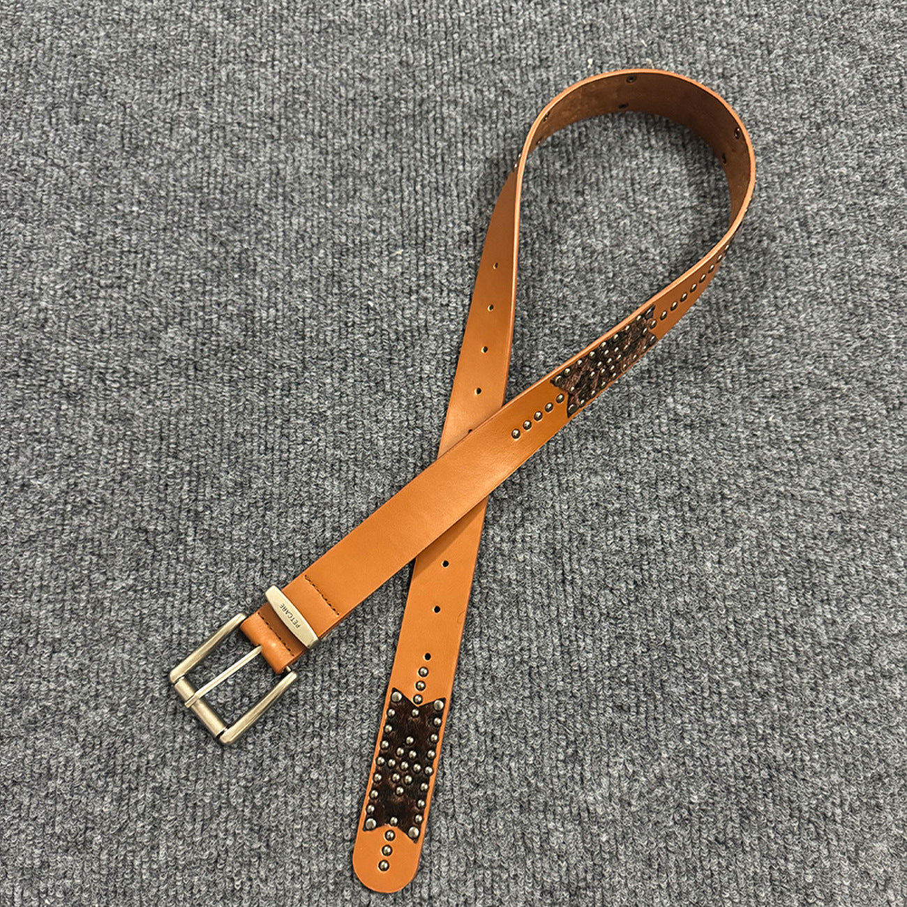Women's Punk Fashion Belt With Zinc Alloy Pin Buckle, Brown PU Leather Strap