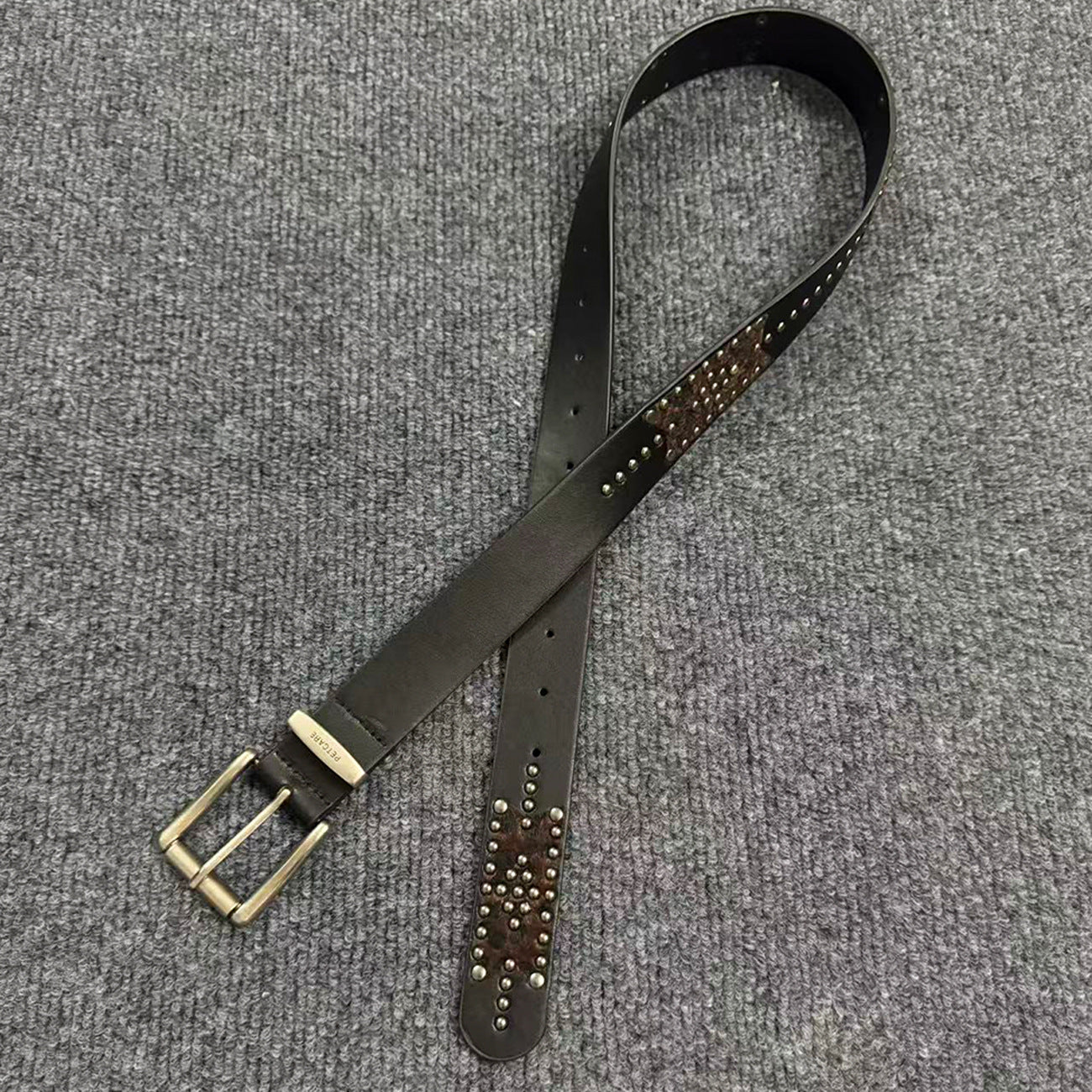 Women's Punk Fashion Belt With Zinc Alloy Pin Buckle, Brown PU Leather Strap