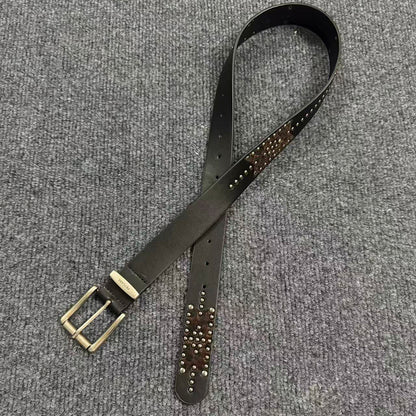 Women's Punk Fashion Belt With Zinc Alloy Pin Buckle, Brown PU Leather Strap