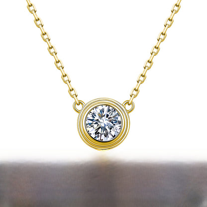 Hip-Hop Unisex Necklace With 0.5ct Round Brilliant Cut Moissanite In 925 Sterling Silver, GRA Certified