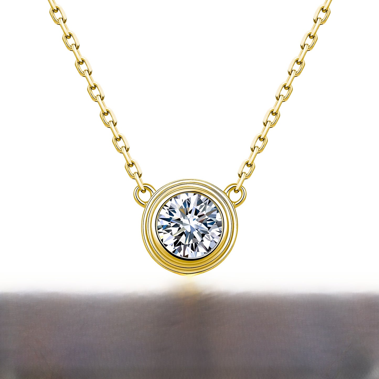 Hip-Hop Unisex Necklace With 0.5ct Round Brilliant Cut Moissanite In 925 Sterling Silver, GRA Certified