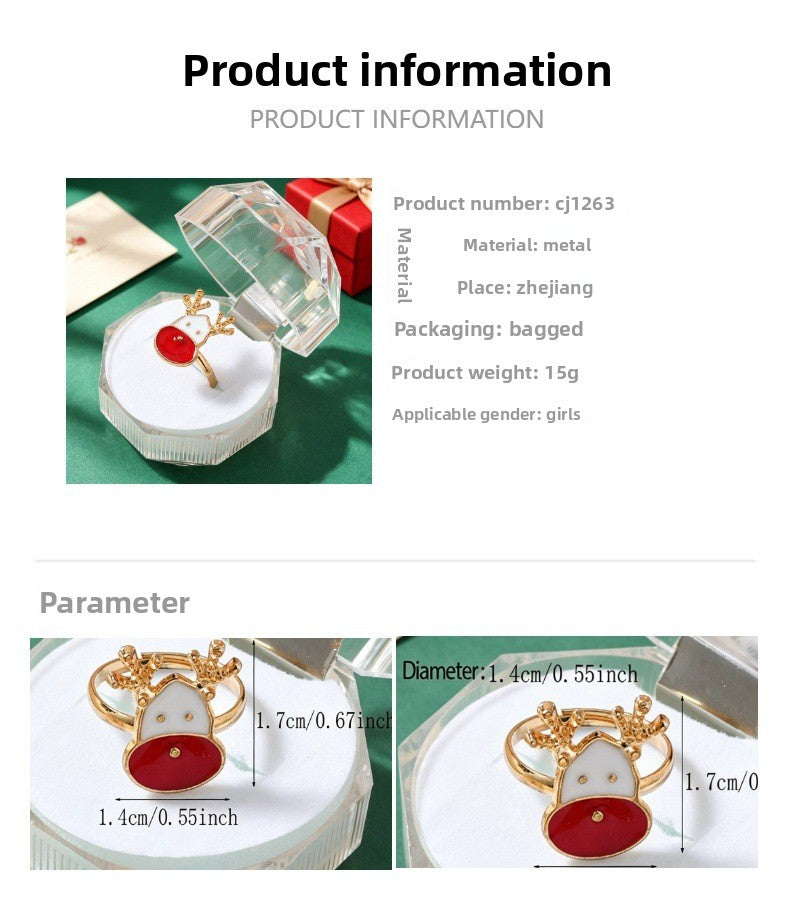 Cute Red Alloy Cattle Rings, Perfect For Christmas And Anniversary Children's Accessories