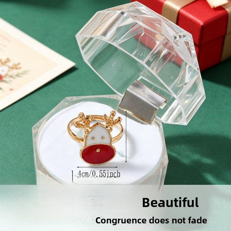 Cute Red Alloy Cattle Rings, Perfect For Christmas And Anniversary Children's Accessories