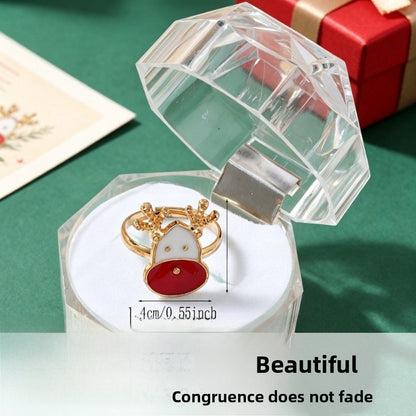 Cute Red Alloy Cattle Rings, Perfect For Christmas And Anniversary Children's Accessories