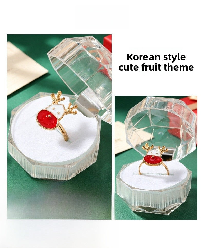 Cute Red Alloy Cattle Rings, Perfect For Christmas And Anniversary Children's Accessories