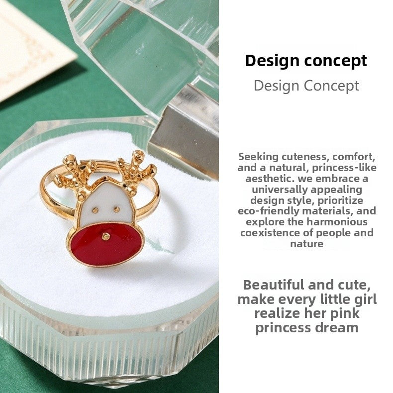 Cute Red Alloy Cattle Rings, Perfect For Christmas And Anniversary Children's Accessories
