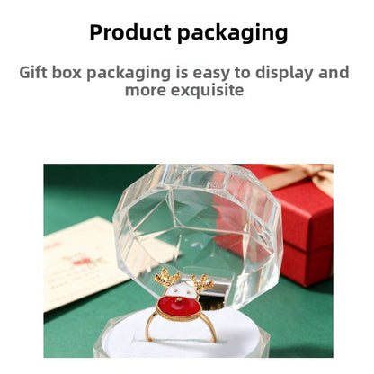 Cute Red Alloy Cattle Rings, Perfect For Christmas And Anniversary Children's Accessories