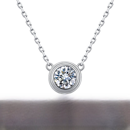 Hip-Hop Unisex Necklace With 0.5ct Round Brilliant Cut Moissanite In 925 Sterling Silver, GRA Certified