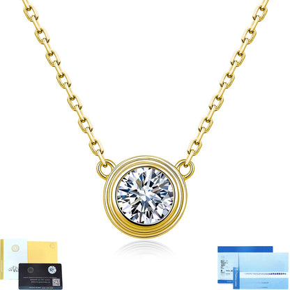 Hip-Hop Unisex Necklace With 0.5ct Round Brilliant Cut Moissanite In 925 Sterling Silver, GRA Certified