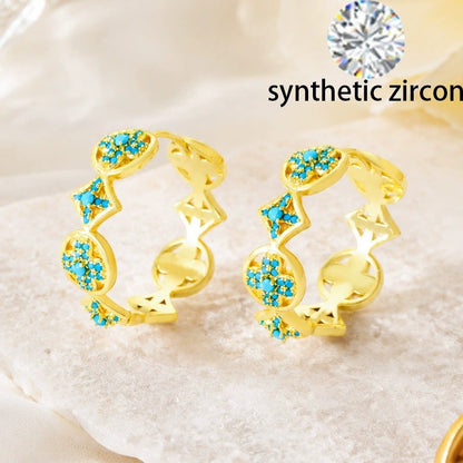 Lucky Heart Earrings For Women Featuring Electroplated Copper Studs With Artificial Gemstones