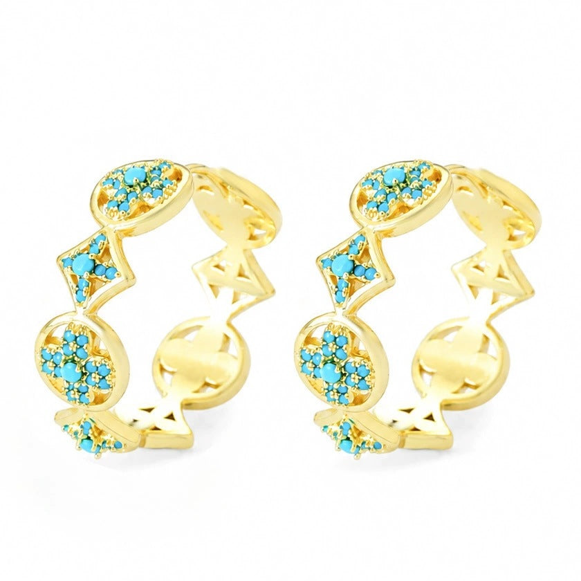 Lucky Heart Earrings For Women Featuring Electroplated Copper Studs With Artificial Gemstones