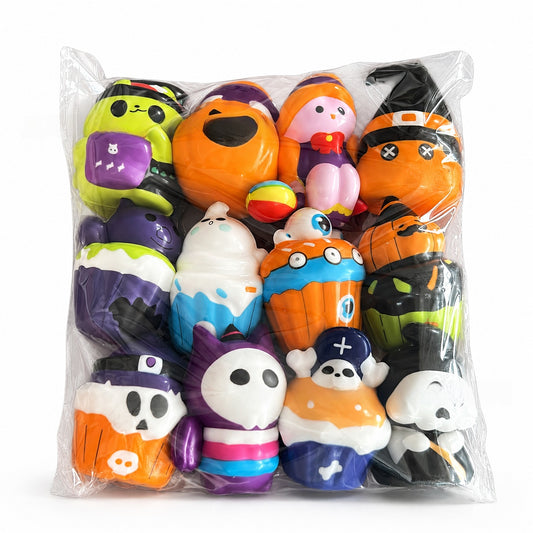 Halloween Pattern PU Squishy Toy Set With 12 Pieces, Slow Rebound Toys For Festive Fun