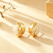 Milky White Pearl Bead Twisted Stud Earrings "925 Silver Needle"