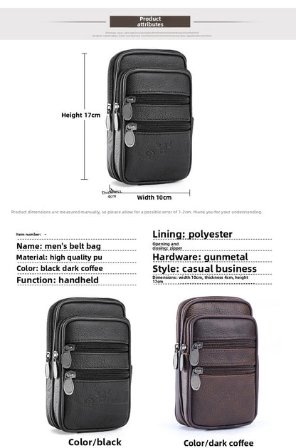 Men's Solid Color PU Leather Phone Wallet In Bucket Shape For Stylish Everyday Use