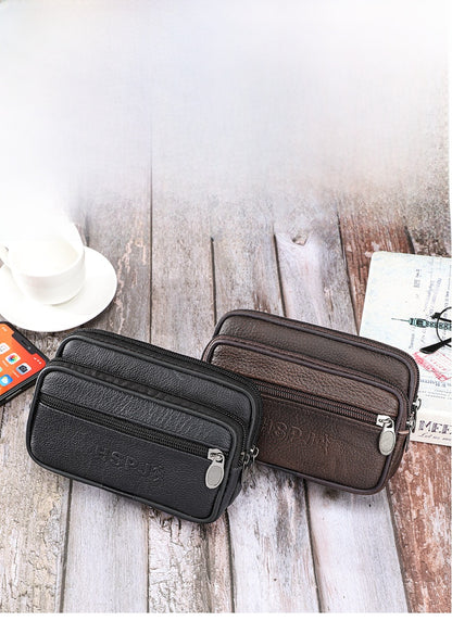 Men's Solid Color PU Leather Phone Wallet In Bucket Shape For Stylish Everyday Use