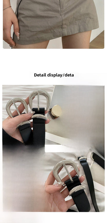 Women’s PU Leather Twist Belt With Alloy Pin Buckle, Stylish And Durable Accessory