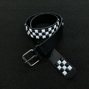 Black and White Geometric Checkerboard Studded Belt YD242