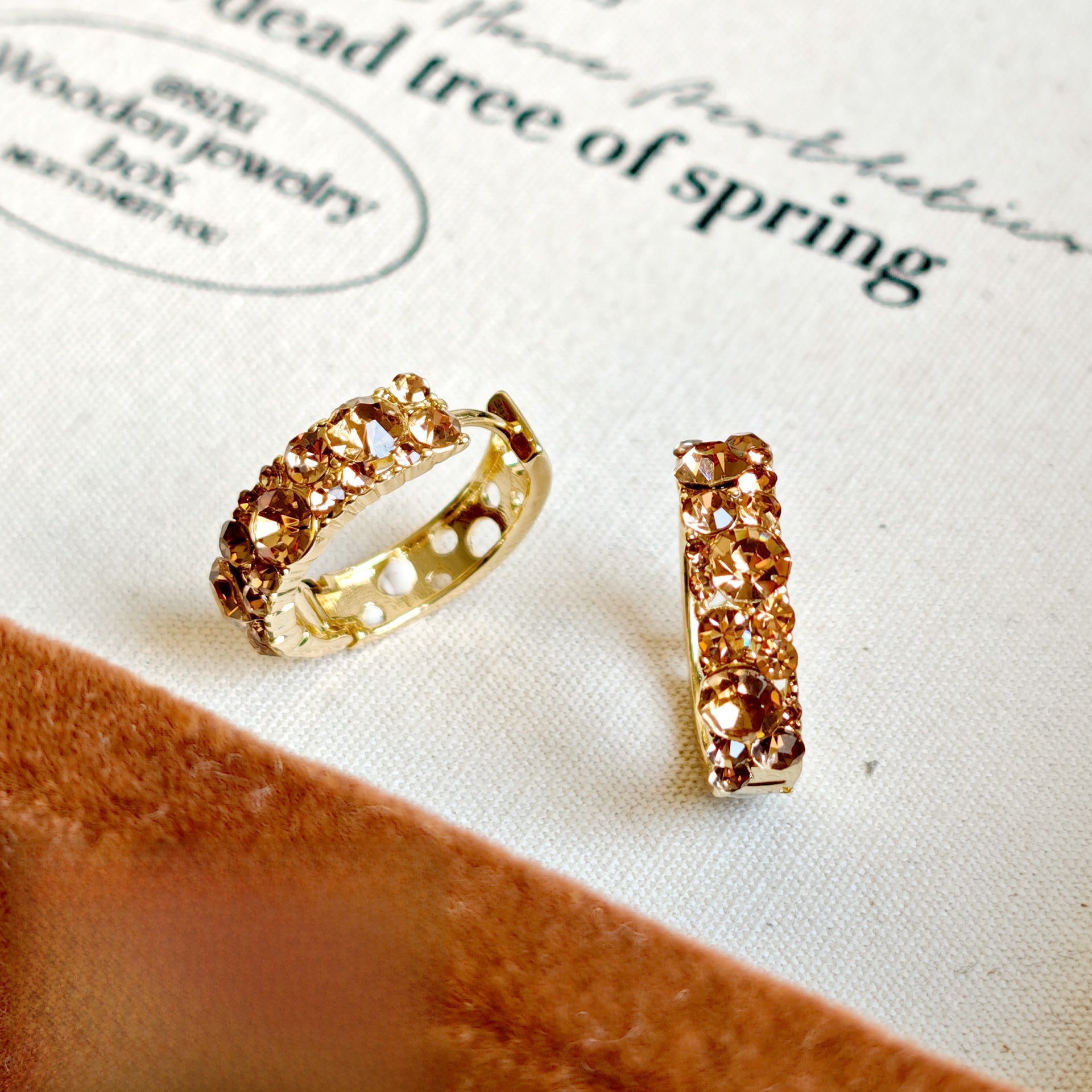 Geometric Earrings For Women In Grey Copper With Zircon Inlay, Real Gold Plated
