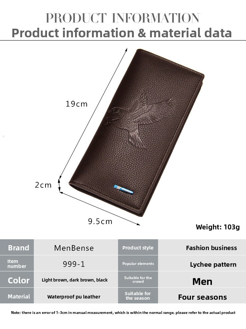 Men's PU Leather Long Wallet Featuring Animal Pattern In Square Shape