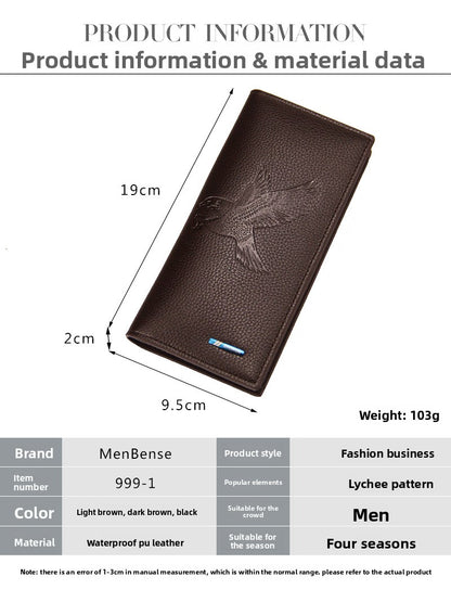 Men's PU Leather Long Wallet Featuring Animal Pattern In Square Shape