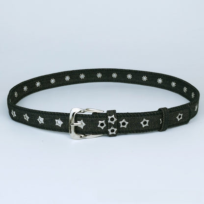 Women’s Denim Belt With Alloy Pin Buckle Featuring Sequins Detail