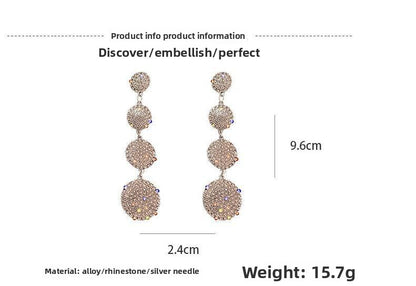 Exaggerated Geometric Gold Earrings For Women With Electroplated Alloy And Rhinestone Inlay
