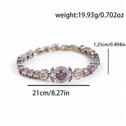 Vintage Style Flowers Copper Bracelet With Zircon Inlay, Unisex Design
