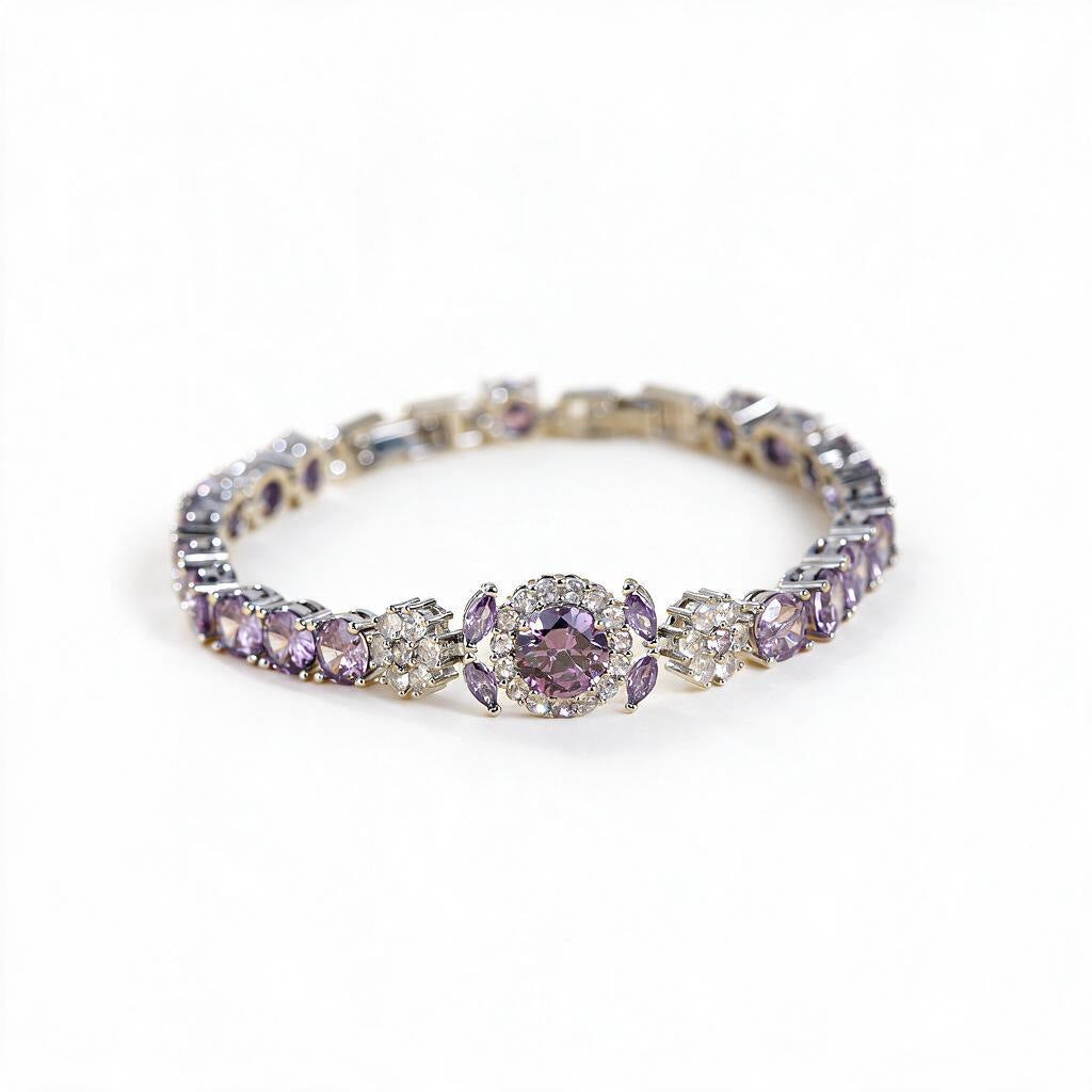 Vintage Style Flowers Copper Bracelet With Zircon Inlay, Unisex Design