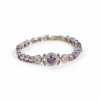 Vintage Style Flowers Copper Bracelet With Zircon Inlay, Unisex Design