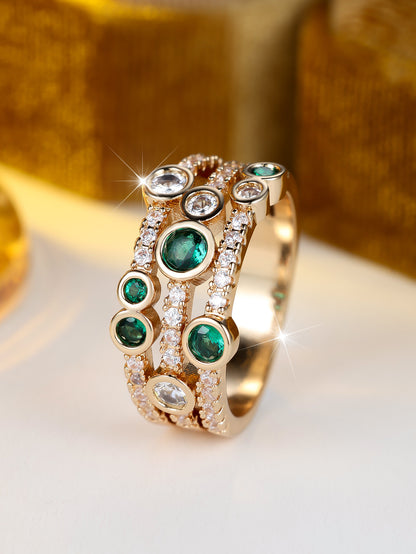 Women’s Bubble Ring In Gold Electroplated Copper With Zircon Inlay