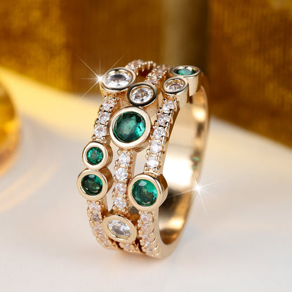 Women’s Bubble Ring In Gold Electroplated Copper With Zircon Inlay