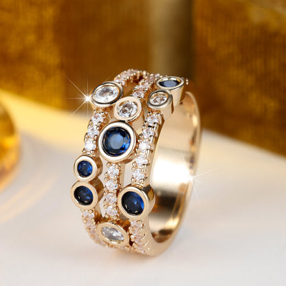 Women’s Bubble Ring In Gold Electroplated Copper With Zircon Inlay