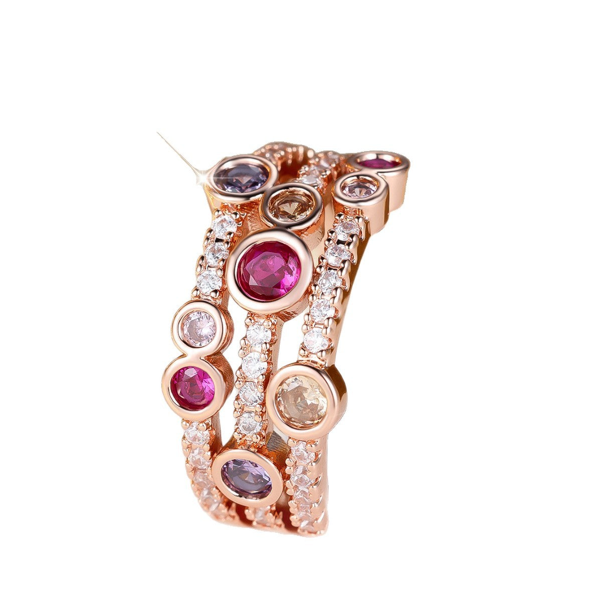 Women’s Bubble Ring In Gold Electroplated Copper With Zircon Inlay