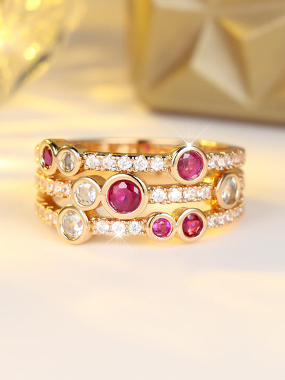 Women’s Bubble Ring In Gold Electroplated Copper With Zircon Inlay
