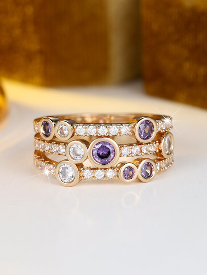 Women’s Bubble Ring In Gold Electroplated Copper With Zircon Inlay