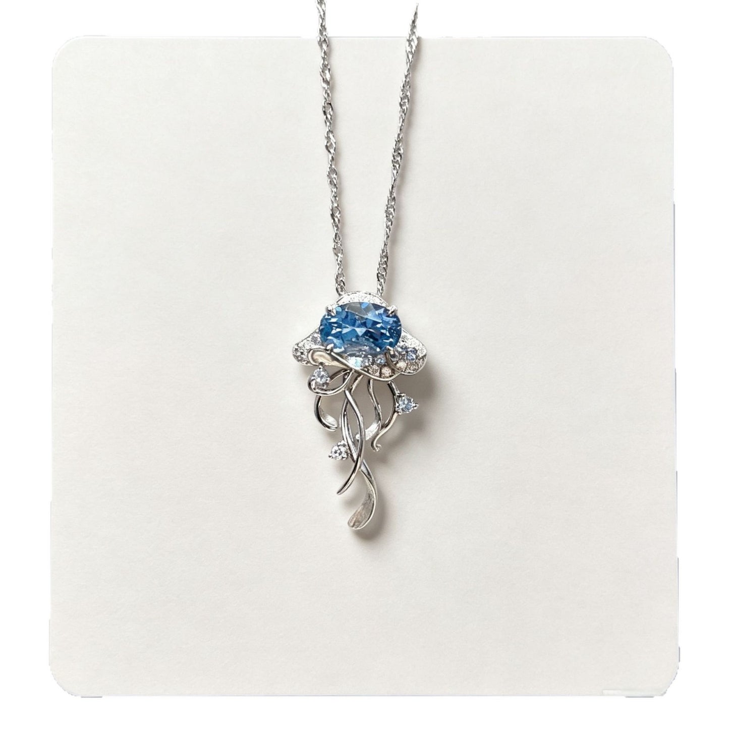Sweet Ocean Blue Pendant Necklace For Women In Electroplated Alloy