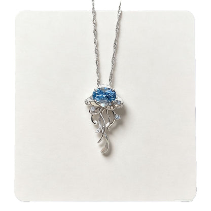 Sweet Ocean Blue Pendant Necklace For Women In Electroplated Alloy