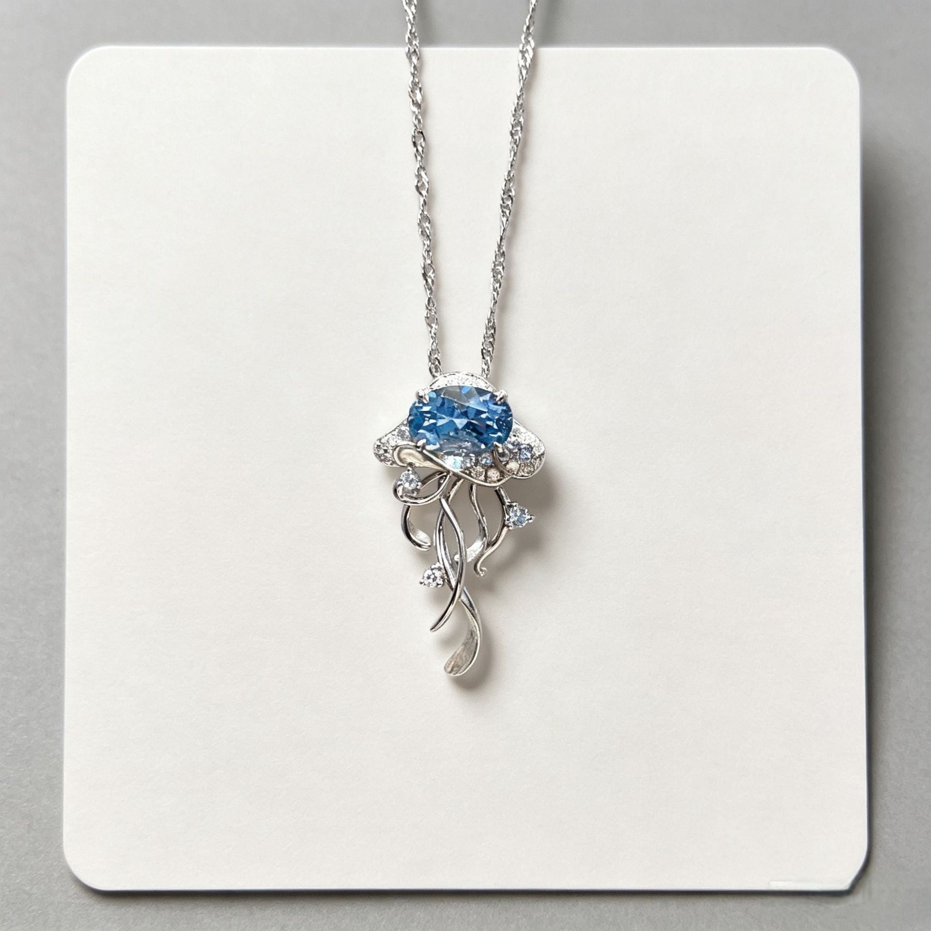 Sweet Ocean Blue Pendant Necklace For Women In Electroplated Alloy