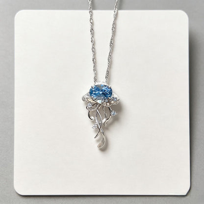 Sweet Ocean Blue Pendant Necklace For Women In Electroplated Alloy
