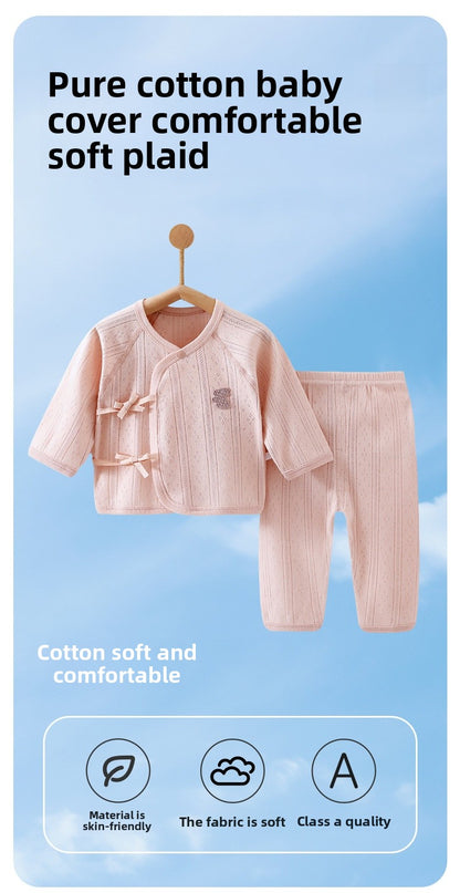 Solid Color Cotton Children's Underwear Set For Babies 0-2 Years, Warm 2 Pieces