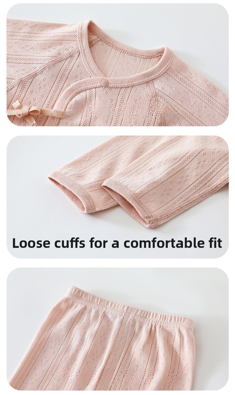Solid Color Cotton Children's Underwear Set For Babies 0-2 Years, Warm 2 Pieces