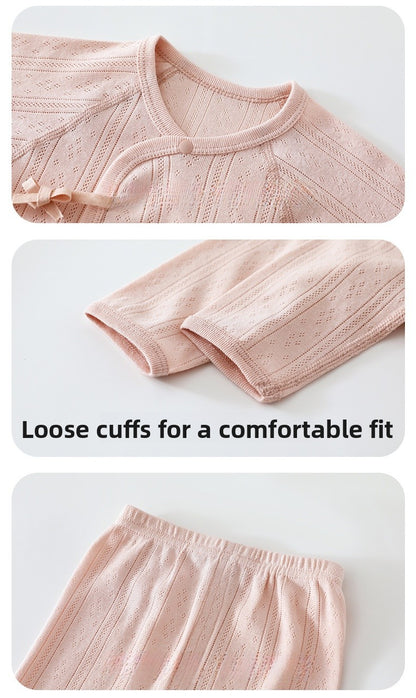 Solid Color Cotton Children's Underwear Set For Babies 0-2 Years, Warm 2 Pieces